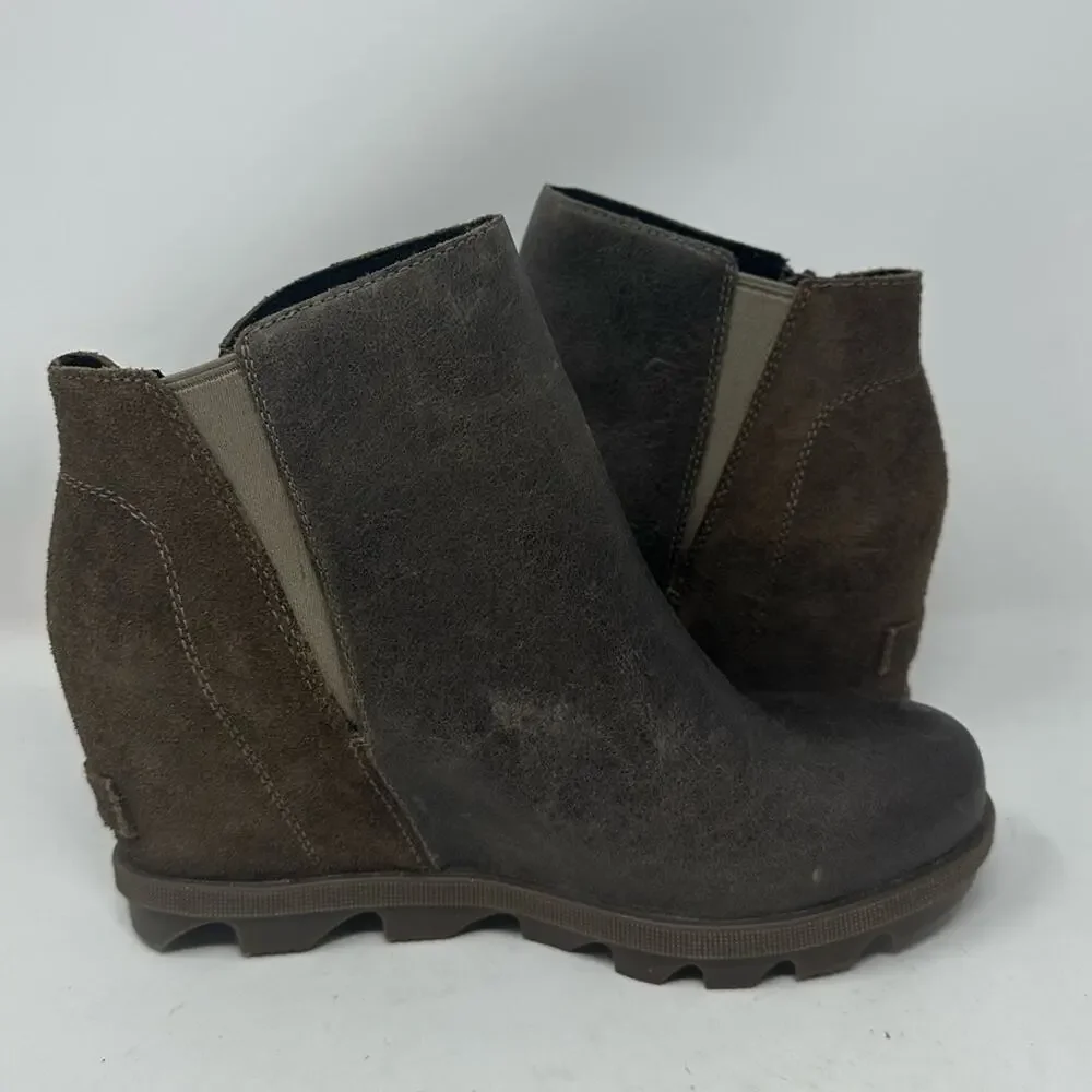 SOREL Joan Of Arctic Wedge ll Zip Leather Boots Brown Size 7 Winter Booties